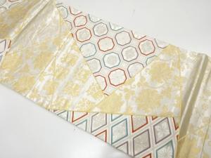 アンティーク　切りばめ風　古典柄に花兎・唐花模様織り出し袋帯（材料）